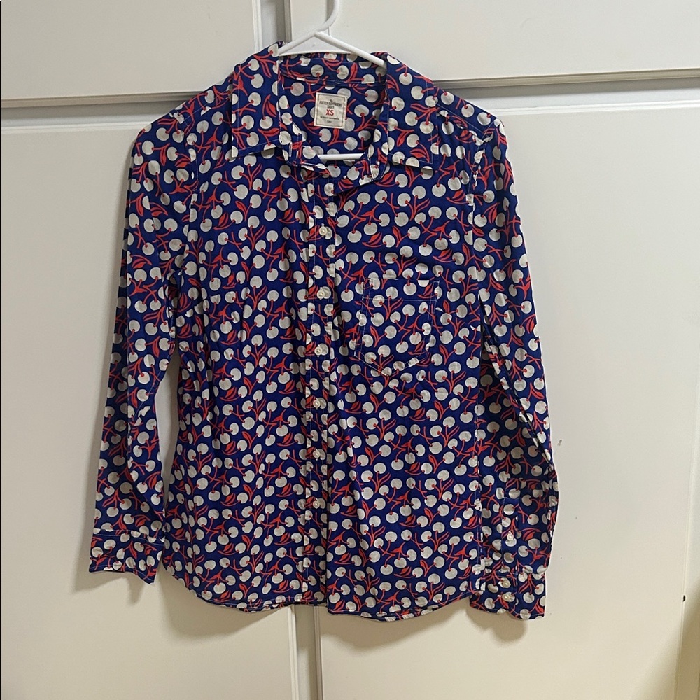 Vintage GAP Cherry Fitted Boyfriend Cotton Long Sleeve Button Up Shirt XS